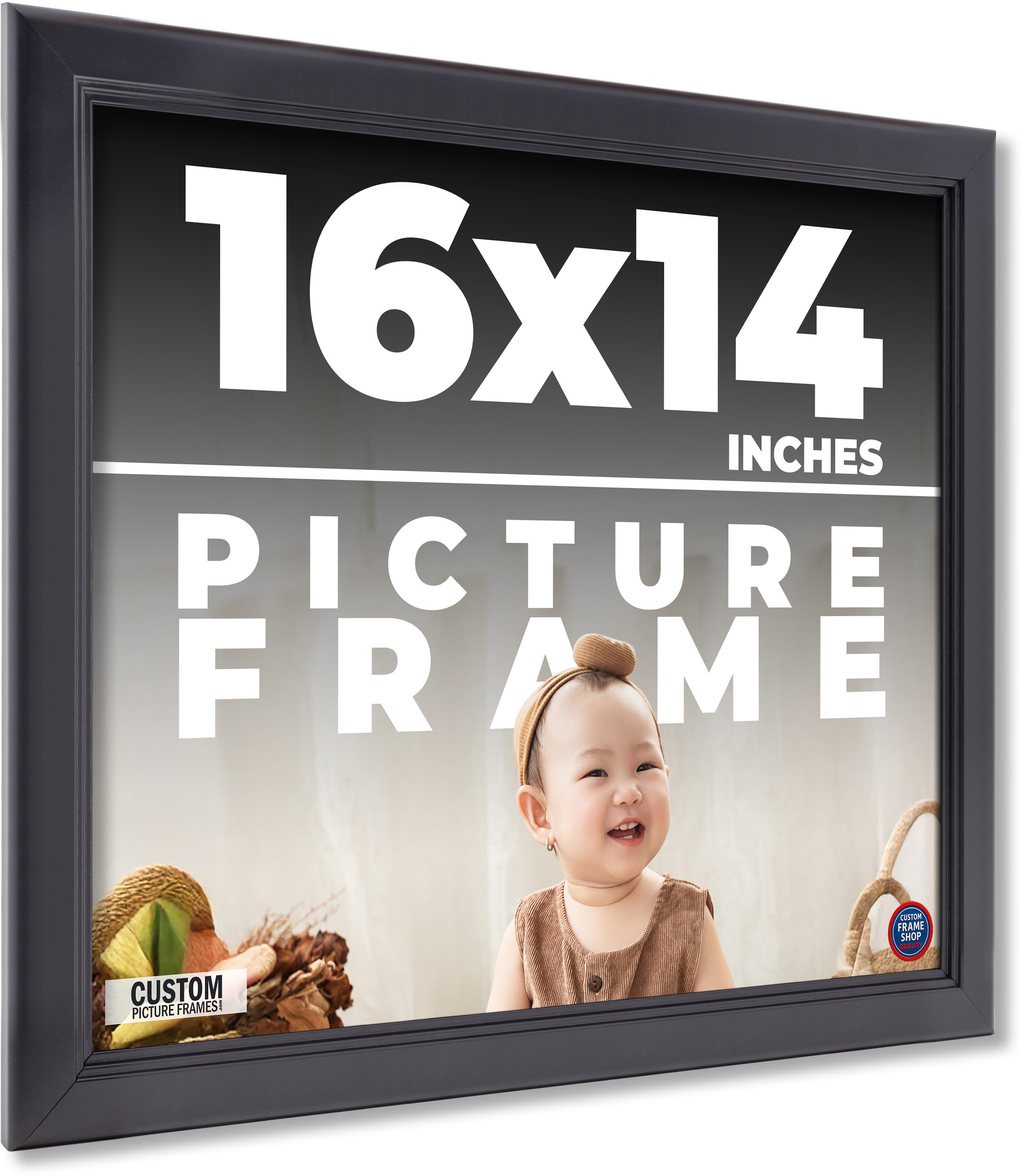 16x14 Frame Black Passaggi Solid Wood Picture Frame Width 1.5 Inches ...