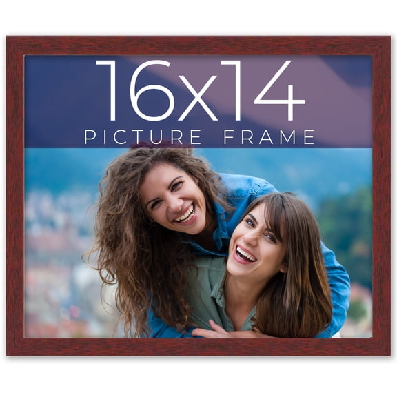 16x14 Frame Brown Solid Wood Picture Frame Width 0.75 Inches | Interior Frame Depth 0.5 Inches |