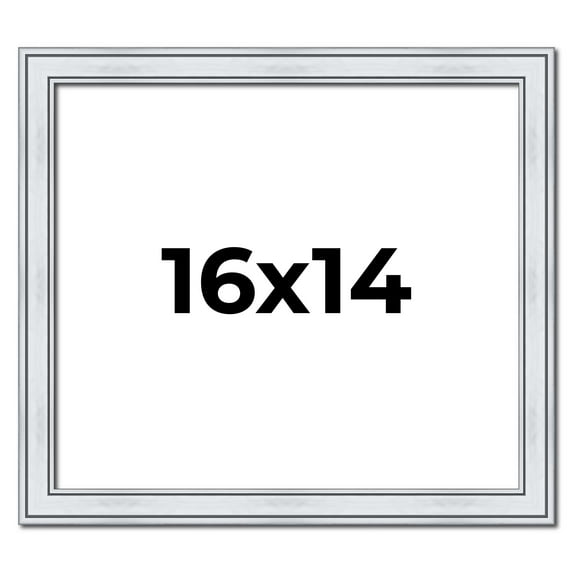 16x14 Frame Sterling Silver Solid Wood Picture Frame | 1.25 Inch Moulding Width | 0.75 Inch