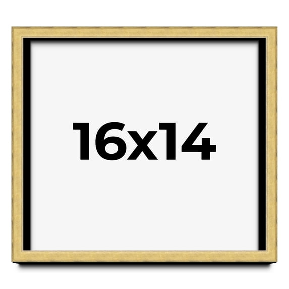 16x14 Shadow Box Frame Gold | 1.375 Inches Deep Real Wood Contemporary Shadowbox Display Frame | UV