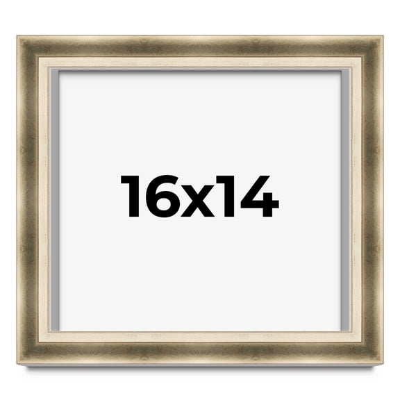 16x14 Shadow Box Frame Silver | 1.75 inches Deep Real Wood Traditional Shadowbox Display Frame | UV