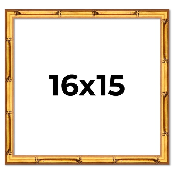 16x15 Frame Gold Bamboo Solid Wood Picture Frame | 1 Inch Moulding Width | Interior Frame Depth