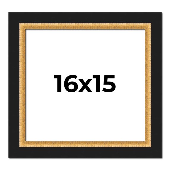 16x15 Frame Gold Real Wood Picture Frame Width 2.25 Inches | Interior Frame Depth 0.5 Inches |