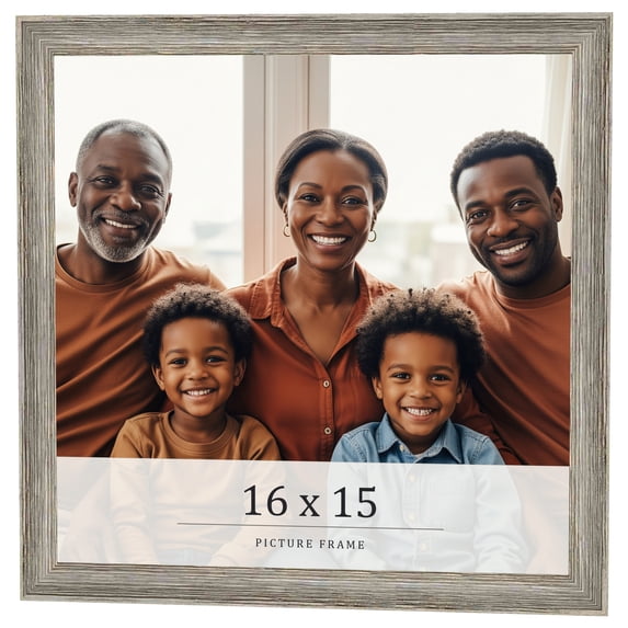 16x15 Frame Grey Solid Wood Picture Frame Width 1 Inches | Interior Frame Depth 0.5 Inches |