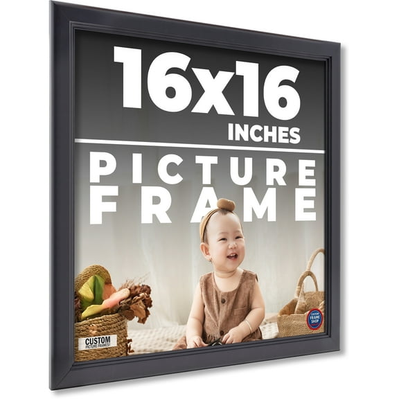 16x16 - 16 x 16 Contemporary Black Solid Wood Frame with UV Framer's Acrylic & Foam Board Backing -