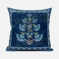 thumbnail image 1 of 16x16 Blue Brown Blown Seam Broadcloth Floral Throw Pillow, 1 of 5
