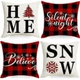 thumbnail image 1 of 16x16 Christmas Snow Home Throw Pillow Covers,Decorative Farmhouse Outdoor Believe Silent Night Xmas Christmas Pillow Shams Cases Slipcovers Set of 4 for Couch Sofa, 1 of 6