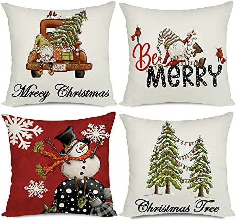16x16 Christmas Snow Home Throw Pillow Covers Decorative Farmhouse Outdoor Believe Silent Night Xmas Christmas Pillow Shams Cases Slipcovers Set of 4 for Couch Sofa Walmart