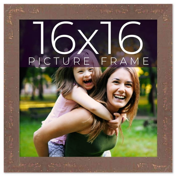 16x16 Distressed Brown Real Wood Picture Frame Width 1.25 inches | Interior Frame Depth 0.5 inches