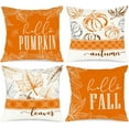 thumbnail image 1 of 16x16 Fall Pillow Covers Set of 4, Hello Pumpkin Decorative Holiday 16 x 16 Autumn Cushion Covers Thanksgiving Pillow Case for Indoor Home Bedroom Couch Sofa Decor Grey, 1 of 6