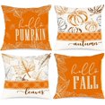 thumbnail image 1 of 16x16 Fall Pillow Covers Set of 4, Hello Pumpkin Decorative Holiday Autumn Cushion Covers Thanksgiving Pillow Case for Indoor Home Bedroom Couch Sofa Decor Orange, 1 of 6