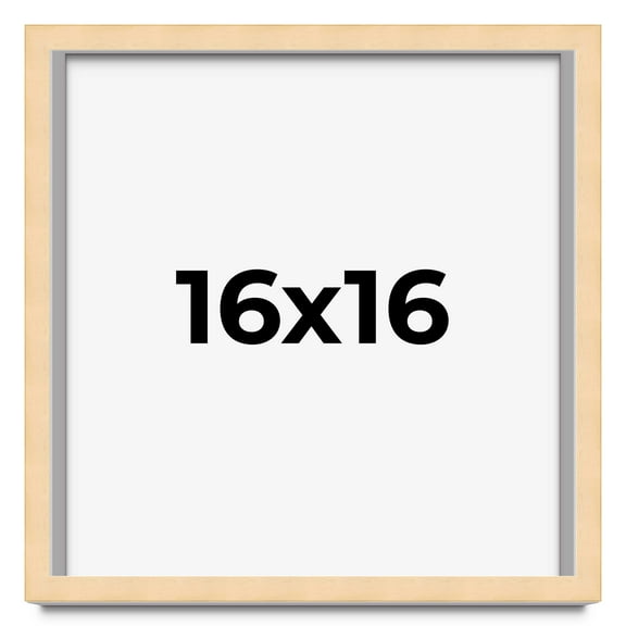 16x16 Frame Beige Real Wood Picture Frame Width 0.75 inches | Interior Frame Depth 0.5 inches |
