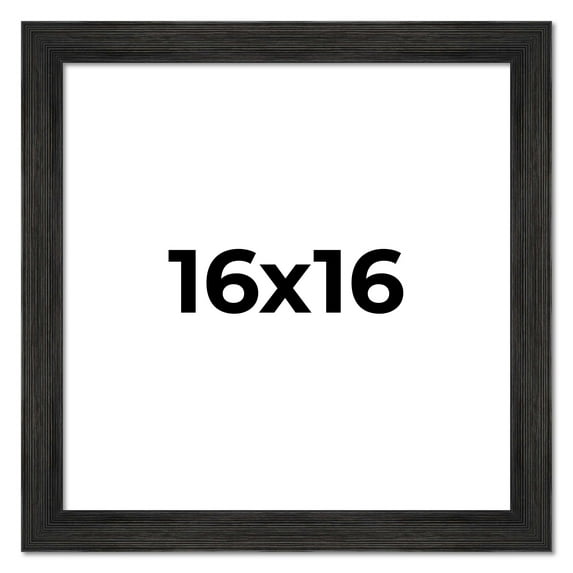 16x16 Frame Black Rustic Barnwood Solid Wood Picture Frame | 1.5 Inch Moulding Width | Includes UV