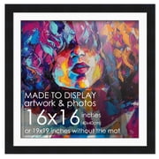 16x16 Frame Black With White Picture Mat For 16x16 Print - Or 19x19 Art Without the Photo Mat -