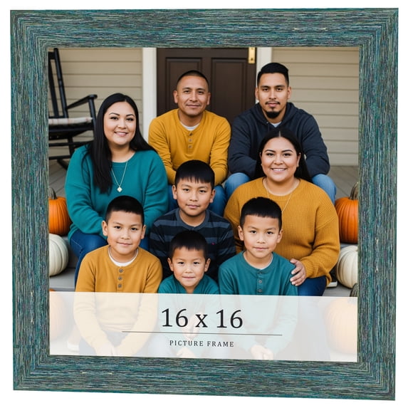16x16 Frame Blue Rustic Barnwood Solid Wood Picture Frame Width 1.25 Inches | Interior Depth 0.5