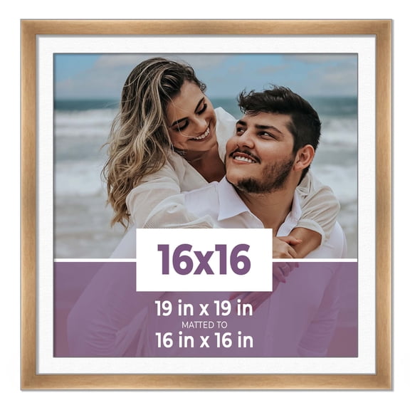 16x16 Frame Bronze With White Picture Mat For 16x16 Photo - Bronze 19x19 Frame To Display Print or