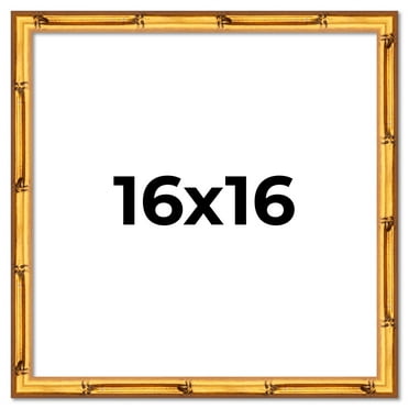 16x16 Frame Gold Bamboo Solid Wood Picture Frame | 1 Inch Moulding Width | Interior Frame Depth