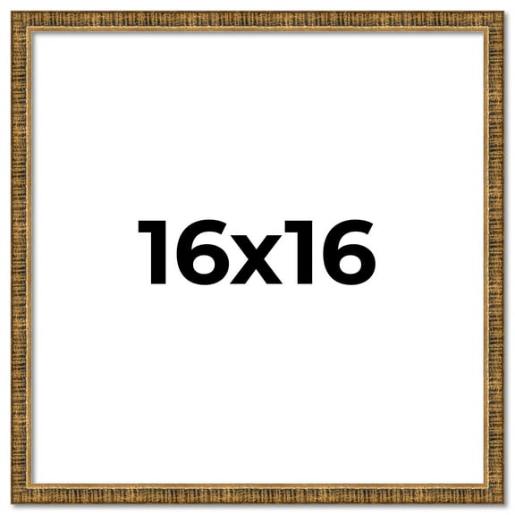 16x16 Frame Gold Kingsley Distressed Solid Wood Picture Frame Width 0.75 Inches | Interior Frame