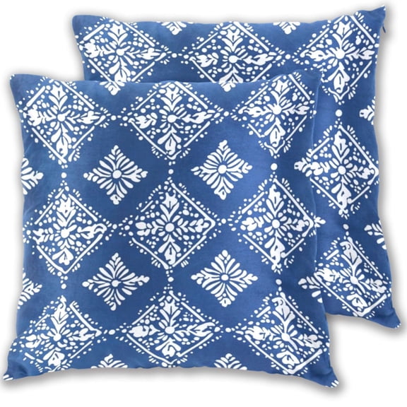 16x16 Inch Throw Pillow Covers 2-Pack - Cotton Velvet Double-Sided Print, Hidden Zipper, Machine Washable - Decorative Sofa Cushion Covers for All Seasons,Batik Pattern