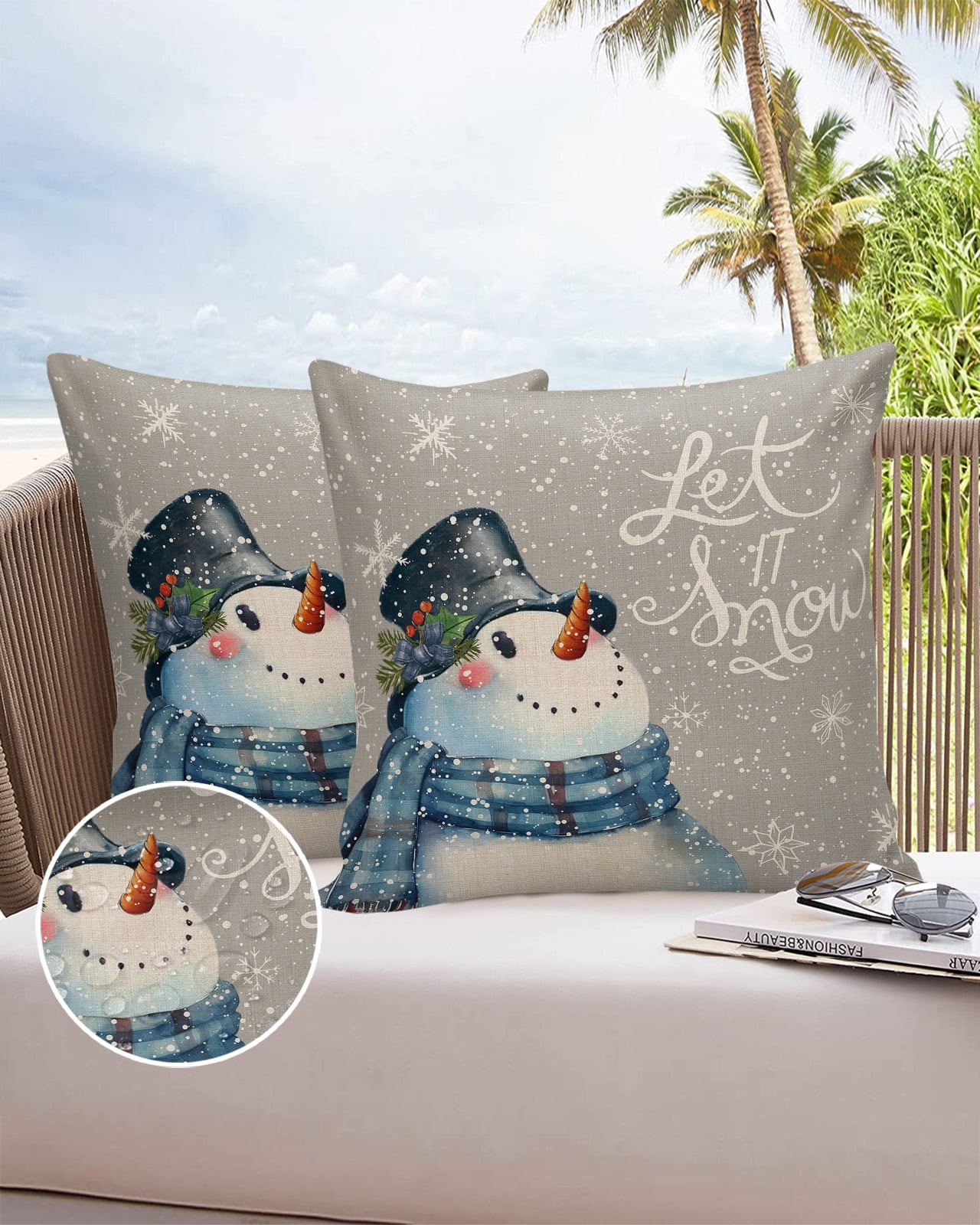 16x16 Outdoor Pillow Covers Set of 2 Merry Christmas Outdoor Waterproof