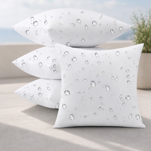 16x16 Outdoor Pillow Inserts Set of 4, Soft Waterproof Down Alternative Square Cushion Stuffers for Porch Swing Sofa Patio Furniture