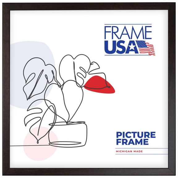 16x16 Picture Frame Brown Corporate Thin Style 72036 , 0.75 Inch MDF Moulding , Includes Acrylic and Backing , Wall Display Frame for Art, Posters, or Photos , Frame USA