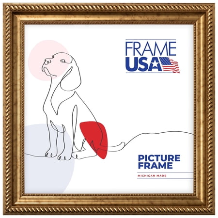 16x16 Picture Frame – Gold Napolean Style 21178-904, 2 Inch MDF Moulding, Includes Plexiglass and Backing – Wall Display Frame for Art, Posters, or Photos – Frame USA