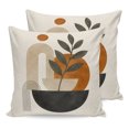 thumbnail image 1 of 16x16 Pillow Covers Set of 2, Boho Botanical Leaves Throw Pillow Covers Decorative Couch Cushion Case, Middle Century Abstract Beige Art Microfiber Square Pillowcases for Bedroom Car Living Room, 1 of 9