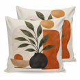 thumbnail image 1 of 16x16 Pillow Covers Set of 2, Boho Leaves Throw Pillow Covers Decorative Couch Cushion Case, Middle Century Abstract Orange Beige Art Microfiber Square Pillowcases for Bedroom Car Living Room, 1 of 9