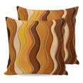 thumbnail image 1 of 16x16 Pillow Covers Set of 2, Burnt Orange Ombre Square Throw Pillow Covers for Couch/Sofa/Living Room, Abstract Art Moire Ocean Waves Decorative Soft Pillowcases for Couch Throw Pillows, 1 of 9