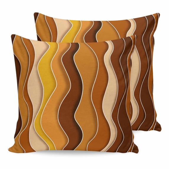 16x16 Pillow Covers Set of 2, Burnt Orange Ombre Square Throw Pillow Covers for Couch/Sofa/Living Room, Abstract Art Moire Ocean Waves Decorative Soft Pillowcases for Couch Throw Pillows