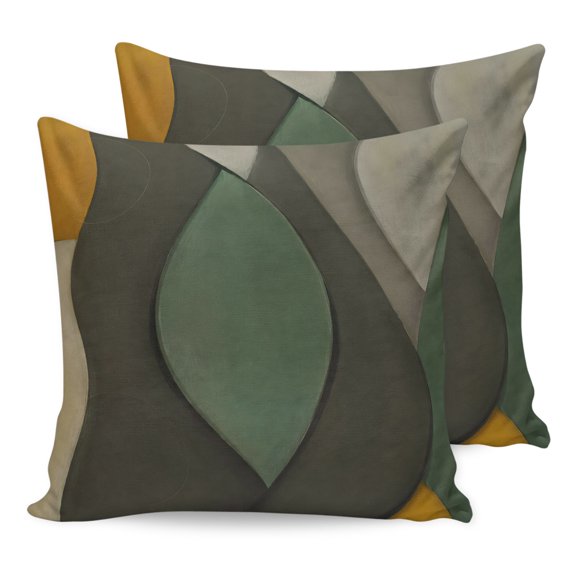 16x16 Pillow Covers Set of 2, Green Dark Square Throw Pillow Covers for Couch/Sofa/Living Room, Abstract Art Modern Waves Decorative Soft Pillowcases for Couch Throw Pillows with Hidden Zipper