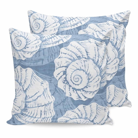 16x16 Pillow Covers Set of 2, Navy Blue Conch Square Throw Pillow Covers for Couch/Sofa/Living Room, Coastal Summer Ocean Nautical Decorative Soft Pillowcases for Couch Throw Pillows