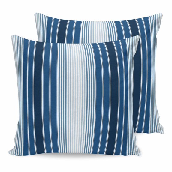 16x16 Pillow Covers Set of 2, Navy Blue Ombre Stripe Square Throw Pillow Covers for Couch/Sofa/Living Room, Farmhouse Simple Striped Decorative Soft Pillowcases for Couch Throw Pillows
