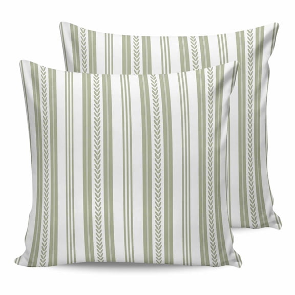 16x16 Pillow Covers Set of 2, Sage Green Line Striped Square Throw Pillow Covers for Couch/Sofa/Living Room, Farmhouse Modern Geometric Stripes Decorative Soft Pillowcases for Couch Throw Pillows