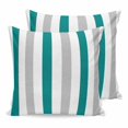 thumbnail image 1 of 16x16 Pillow Covers Set of 2, Teal Grey Striped Square Throw Pillow Covers for Couch/Sofa/Living Room, Geometric Vertical Stripes Minimalist Decorative Soft Pillowcases for Couch Throw Pillows, 1 of 9