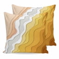 thumbnail image 1 of 16x16 Pillow Covers Set of 2, Yellow Coastal Beach Square Throw Pillow Covers for Couch/Sofa/Living Room, Farmhouse Simple Sea Waves Lines Decorative Soft Pillowcases for Couch Throw Pillows, 1 of 9