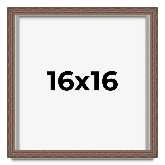 16x16 Shadow Box Frame Brown | 1.125 inches Deep Real Wood Rustic Shadowbox Display Frame | UV