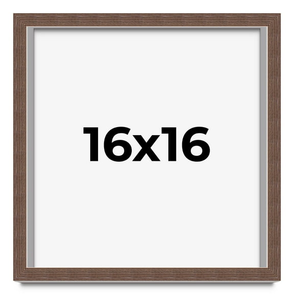 16x16 Shadow Box Frame Brown | 1.125 inches Deep Real Wood Rustic Shadowbox Display Frame | UV
