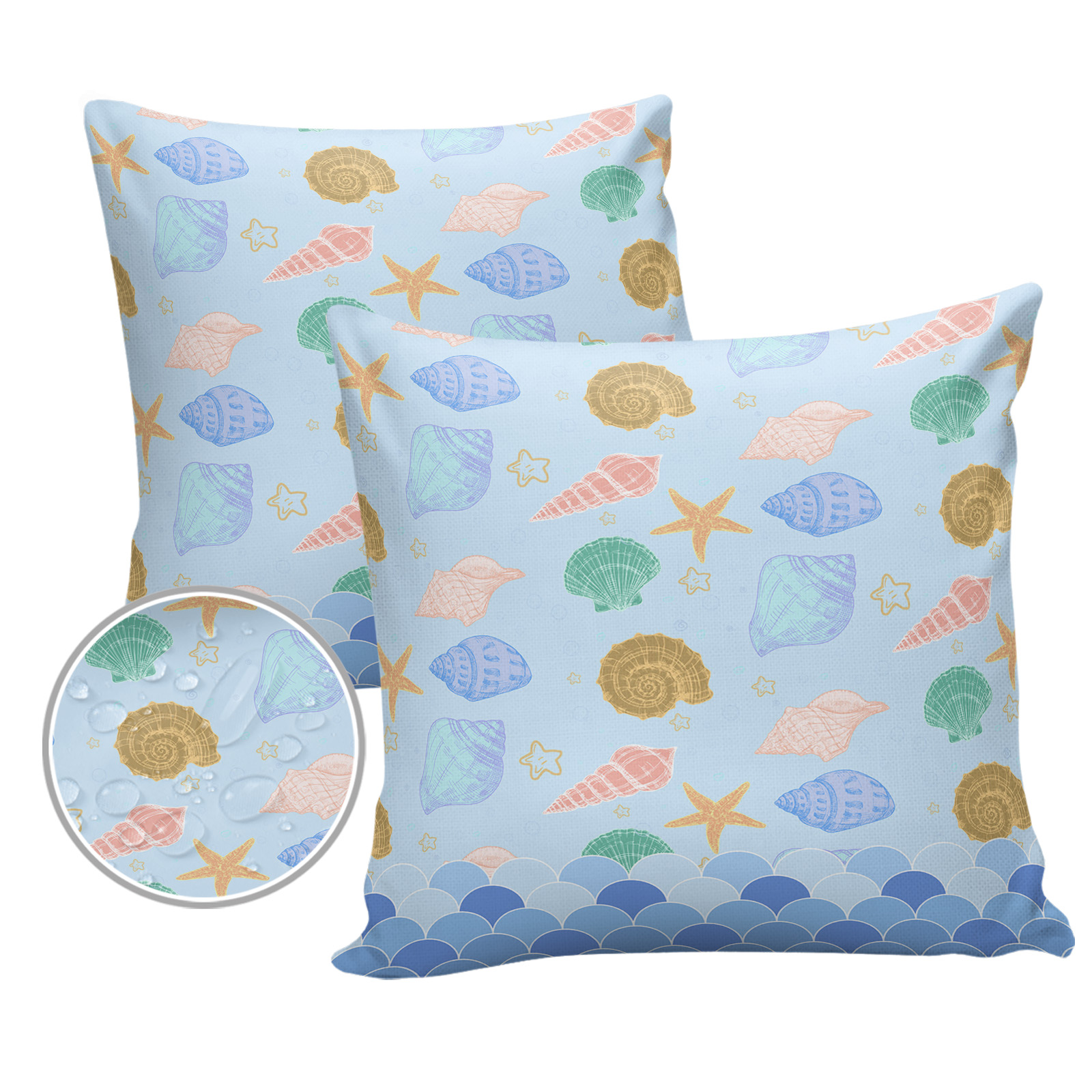 16x16 Waterproof Outdoor Pillow Covers Ocean Sea Cartoon Pattern