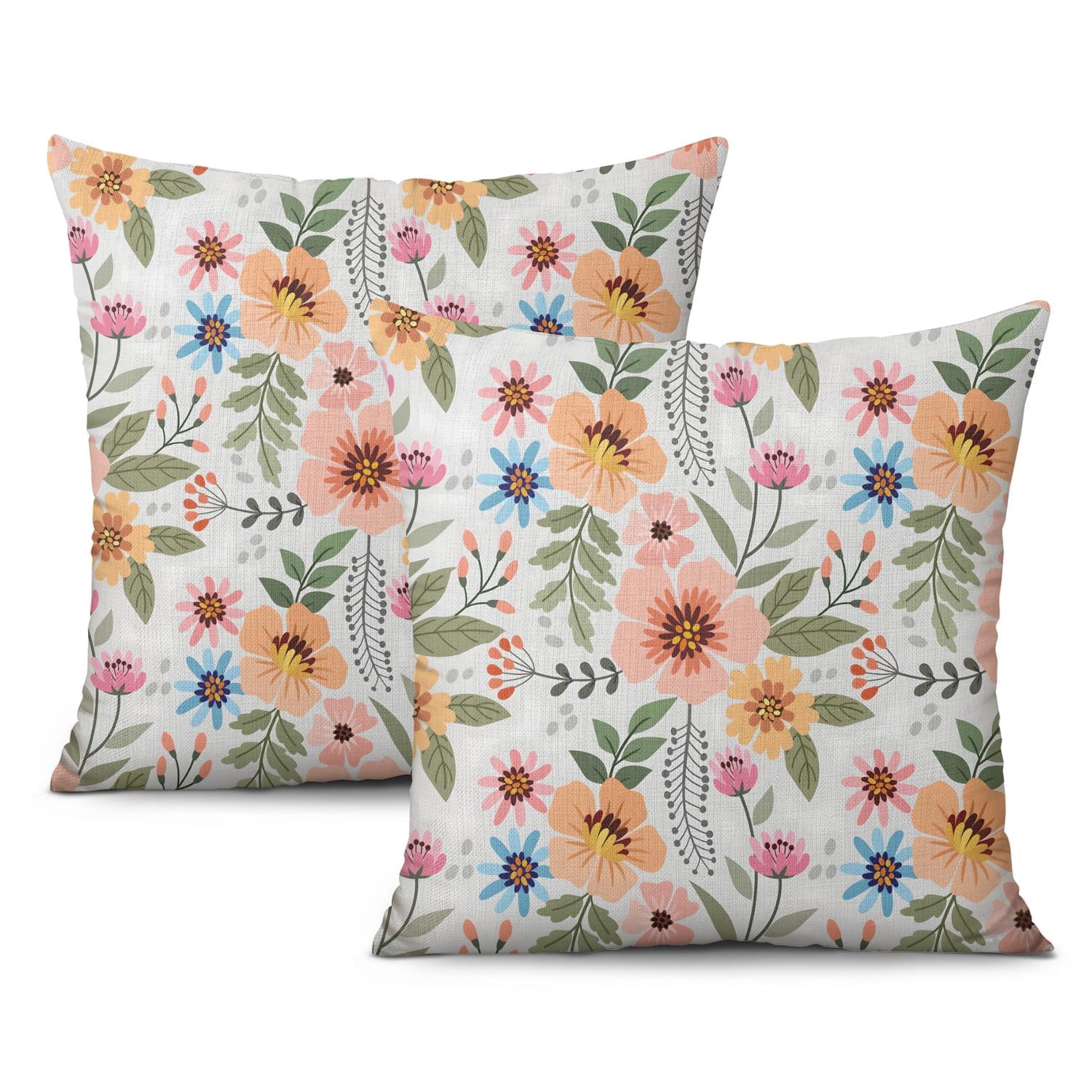 16x16inch Spring Pillow Covers - Linen, Farmhouse Style, Set of 2 for ...