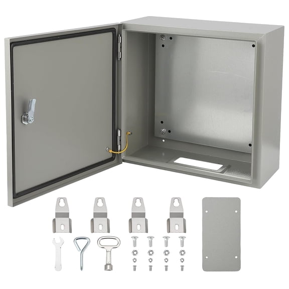 16x16x8 NEMA 4X IP66 Enclosure Outdoor Steel Junction Box with Lock and Mounting Plate