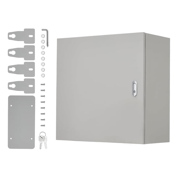 16x16x8 NEMA 4X IP67 Steel Junction Box with 2 Keys and Mounting Plate