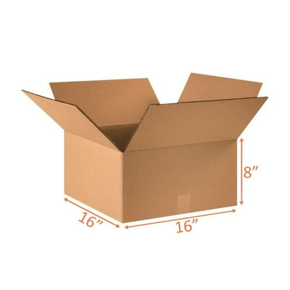 16x16x8 Shipping and Packing Box - Cardboard - Quantity per Order: 25 Box Bundle (25 Boxes per Order of 1)
