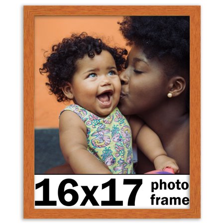 16x17 Frame Honey Pecan Brown Picture Frame - Modern Photo Frame Includes UV Acrylic Shatter Guard