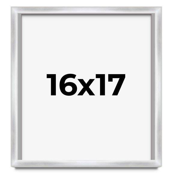 16x17 Frame Silver Whitewashed Wood Grain Solid Wood Shadow Box | 0.75 Inch Moulding Width | 0.75