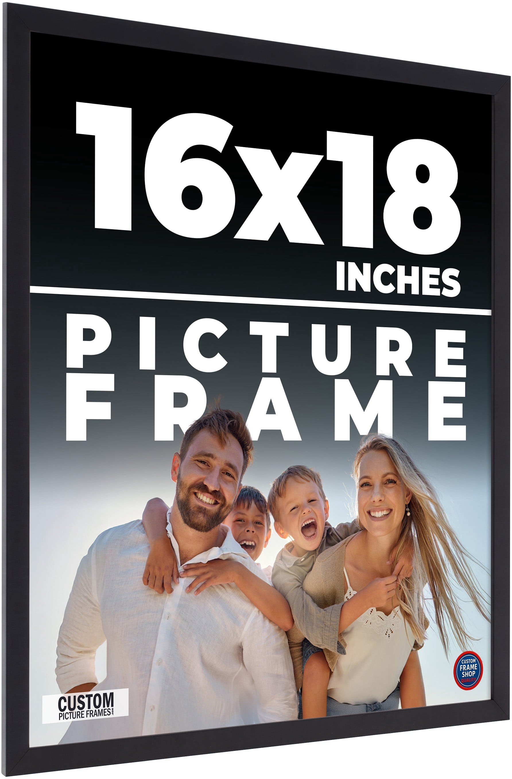 16x18 Frame Black Real Wood Picture Frame Width 0.75 Inches Interior ...
