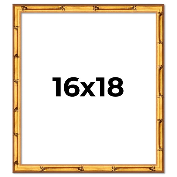 16x18 Frame Gold Bamboo Solid Wood Picture Frame | 1 Inch Moulding Width | Interior Frame Depth