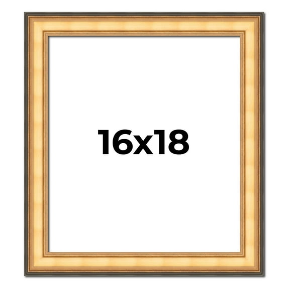 16x18 Frame Gold Plein Aire Solid Wood Picture Frame Width 2 Inches | Interior Frame Depth 0.5