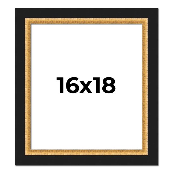 16x18 Frame Gold Real Wood Picture Frame Width 2.25 Inches | Interior Frame Depth 0.5 Inches |